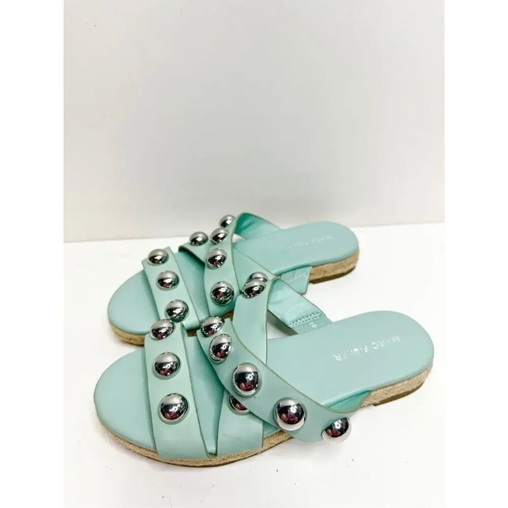 Marc Fisher Sandals Womens Size 6 Green Prisca Crisscross Espadrille‎ Slides